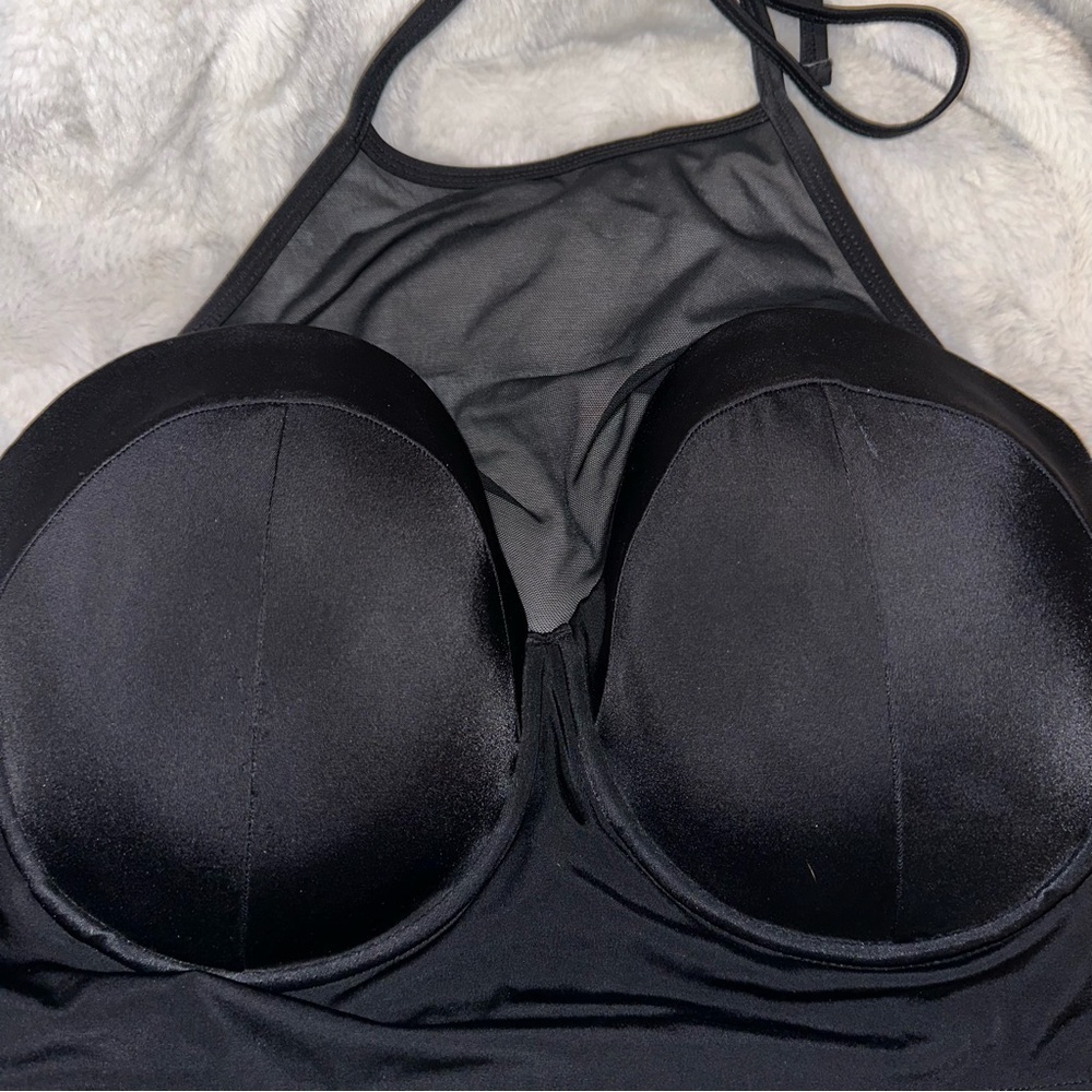 torrid Black High-Neck Padded Bikini Top with Halter Tie